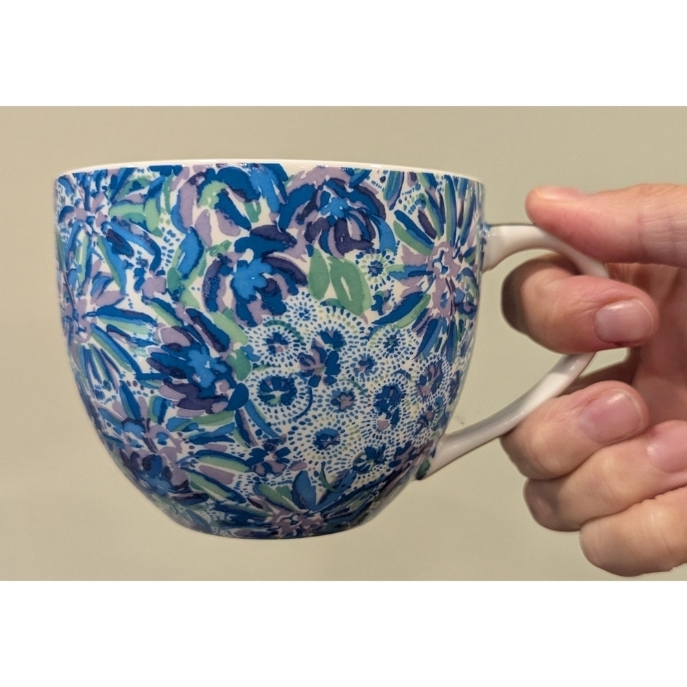 Lilly Pulitzer Blue Floral Golf Handle Ceramic Mug